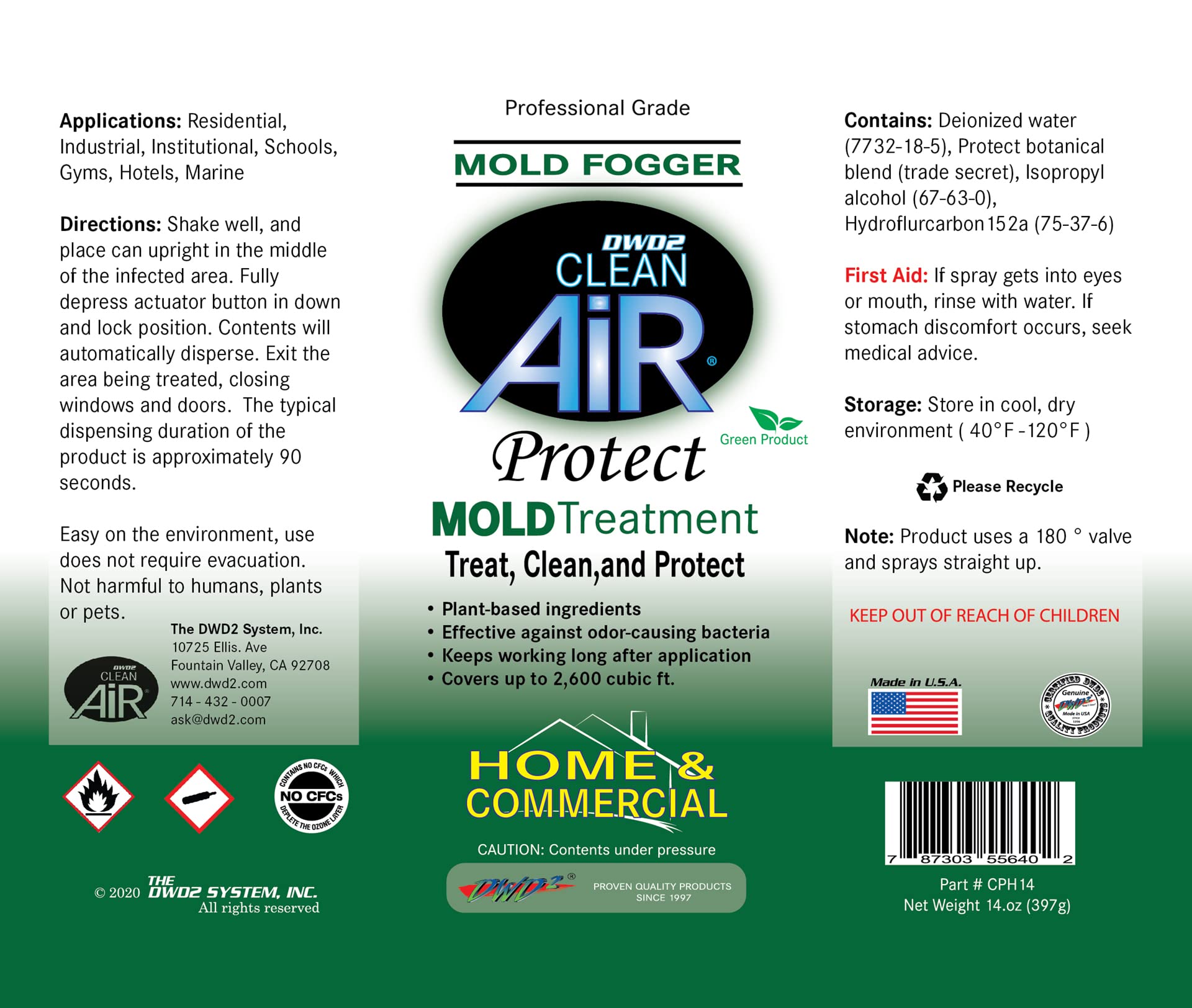 DWD2 Protect Home & Commercial Plant-based Mold-Odor Fogger (5 Pack Bundle- (3) 14 oz. (2) 8 oz.)
