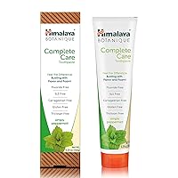 Himalaya Botanique Complete Care Toothpaste, Herbal, Peppermint Flavor, Fights Plaque, Freshens Breath, Fluoride Free, No Artificial Flavors, SLS Free, Cruelty Free, Foaming, 5.29 Oz, 1 Pack