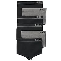 Hanes Womens Originals Seamless Stretchy Ribbed Boyfit Panties Pack, Assorted Colors, 6-Pack