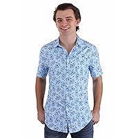 Care Bears Adult Blue Grumpy Bear Button Up Shirt, Care Bear Shirt for Men Casual Button Up Officially Licensed