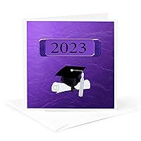 Greeting Card - Image of Graduation Cap and Diploma, 2023, Unique Metal Look, Purple - Graduation Design