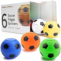 Entervending Fidget Spinners - 2 Inch Stress Balls in The Gift Box - 6 Pcs Soccer Party Favors for Kids - Mini Fidget Spinners - Classroom Prizes - Fidget Spinners for Kids for Kids