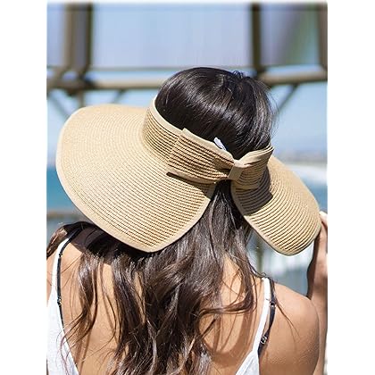 Sun Hats for Women Fashionable Womens Wide Brim Hat Roll-up Straw Sun Visor Hat