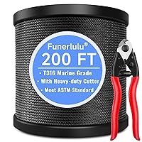 200ft Black T316 Stainless Steel Cable for 1/8