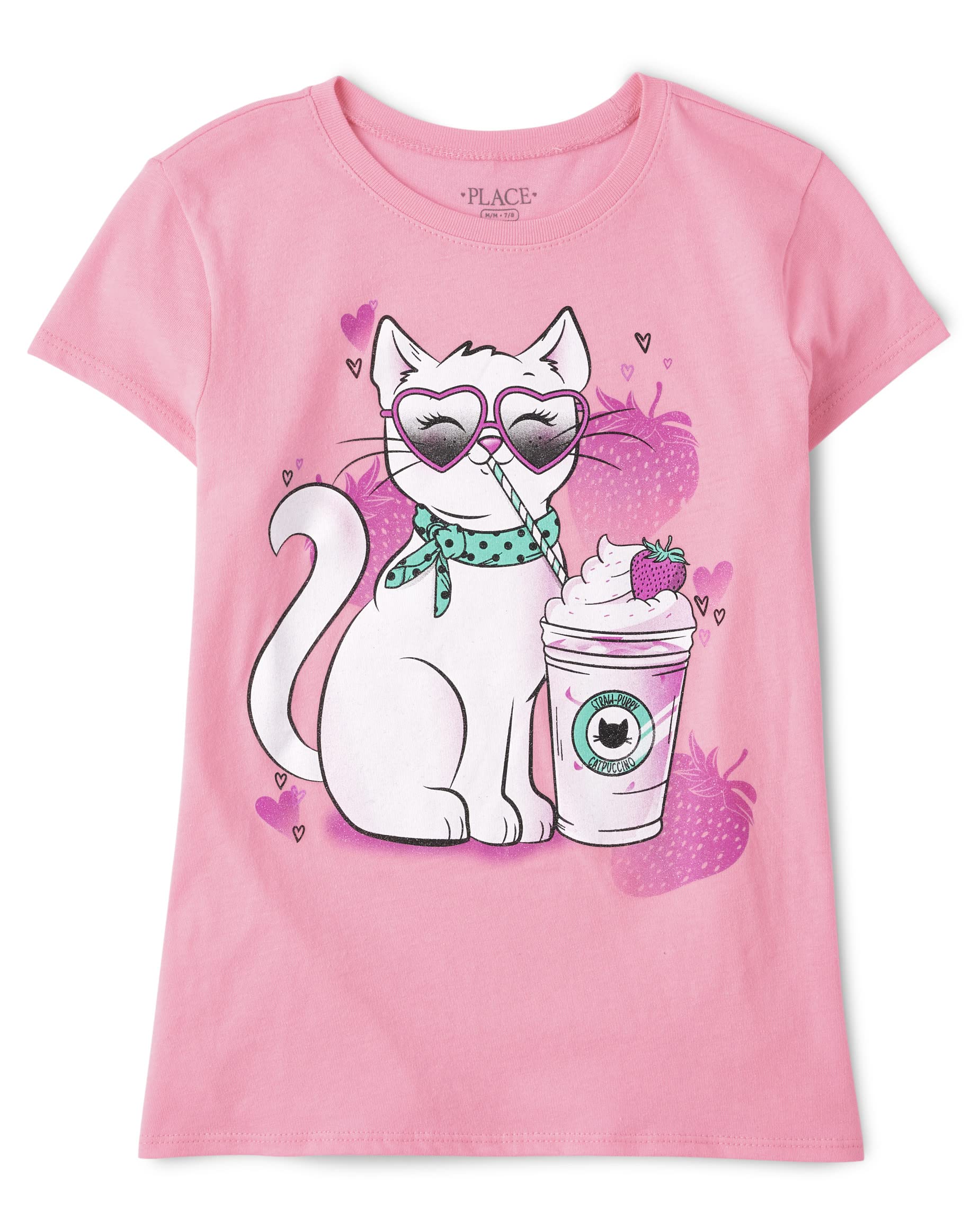 The Children's Place girls Cat Graphic Short Sleeve Tee