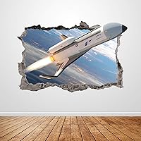 Space Rocket Wall Decal Smashed 3D Graphic Skyrocket Wall Sticker Art Mural Poster Kids Room Decor Gift UP249 (36