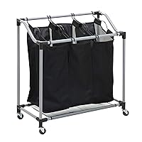 Honey-Can-Do Triple Laundry Sorter with Mesh 3 Bags, Steel/Black, 30.75