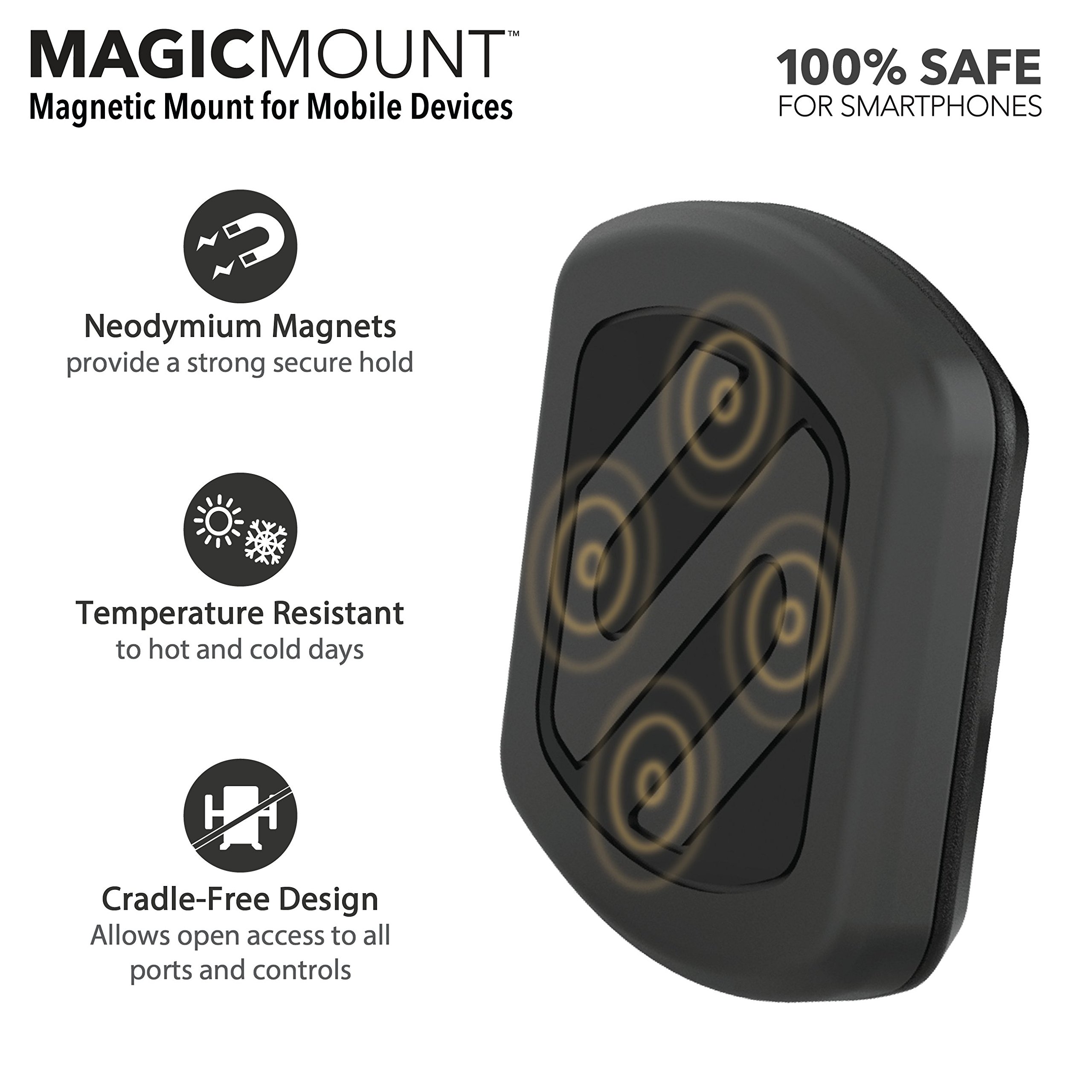 Scosche MAGFMB MagicMount Flush Magnetic Car Mount, Universal Cell Phone Holder for Car Dashboard and Flat Surfaces, Easy Magnet Mounting for iPhone, iPad, Smartphones, Tablets, and More
