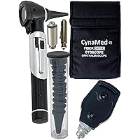 Premium High Grade Home Use Student Otoscope Set Fiber Optic Digital Bright Led Ear Light Design 4X Magnification with Storage Washable Speculum Tips for Children Adults and Pets Cynamed