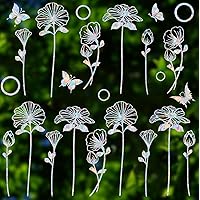 25 Pieces Flower and Butterfly Ring Window Decals for Bird Strikes - Anti-Collision Window Decals to Save Birds from Window Collisions,Non Adhesive Reusable Vinyl Rainbow Window Stickers
