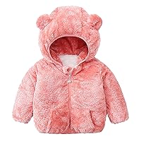 Toddler Boys Girls Shape Fleece Jacket Cute Bear Ears Hoodie Winter Warm Solid Color Coat Sweatshirt Outerwear