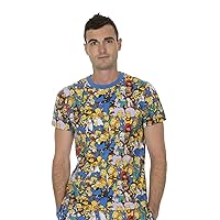 The Simpsons Multi Character Collage Adult Blue T-Shirt Tee