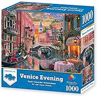 Majestic by Springbok - Venice Evening - 1000 Piece Jigsaw Puzzle Illustration of Venice Canal at Sunset