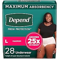 Depend Fresh Protection Adult Incontinence & Postpartum Bladder Leak Underwear for Women, Disposable, Maximum, Large, Blush, 28 Count, Packaging May Vary