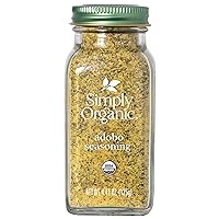 Simply Organic Adobo Seasoning, 4.14-Ounce, Garlic, Onion& Pepper Blend, Add Depth Without Heat To Fish, Meats, Rice, Kosher
