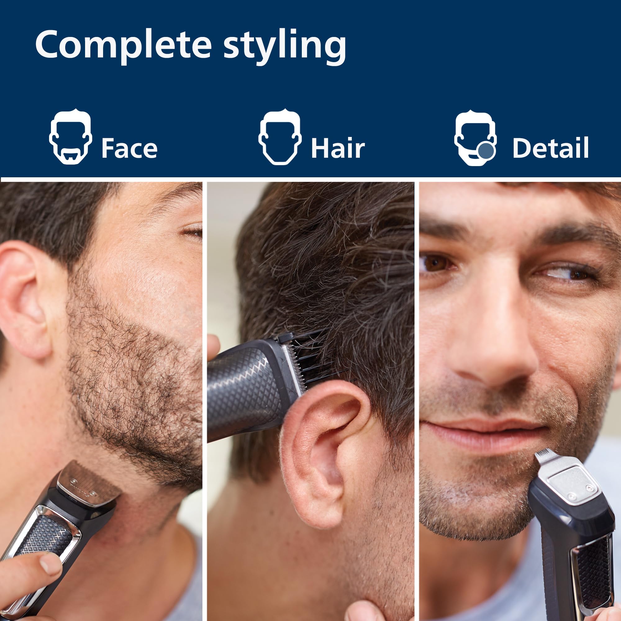 Philips Norelco Multi Groomer - 13 Piece Mens Grooming Kit for Beard, face, Nose, and Ear Hair Trimmer and Hair Clipper - NO Blade Oil Needed, MG3740/40