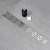 SaniteModar Linear Shower Drain, High Flow Rate Shower Drain 60 inch Removable Grate, Brushed 304 Stainless Steel Linear Drain with Hair Strainer & Adjustable Leveling Feet