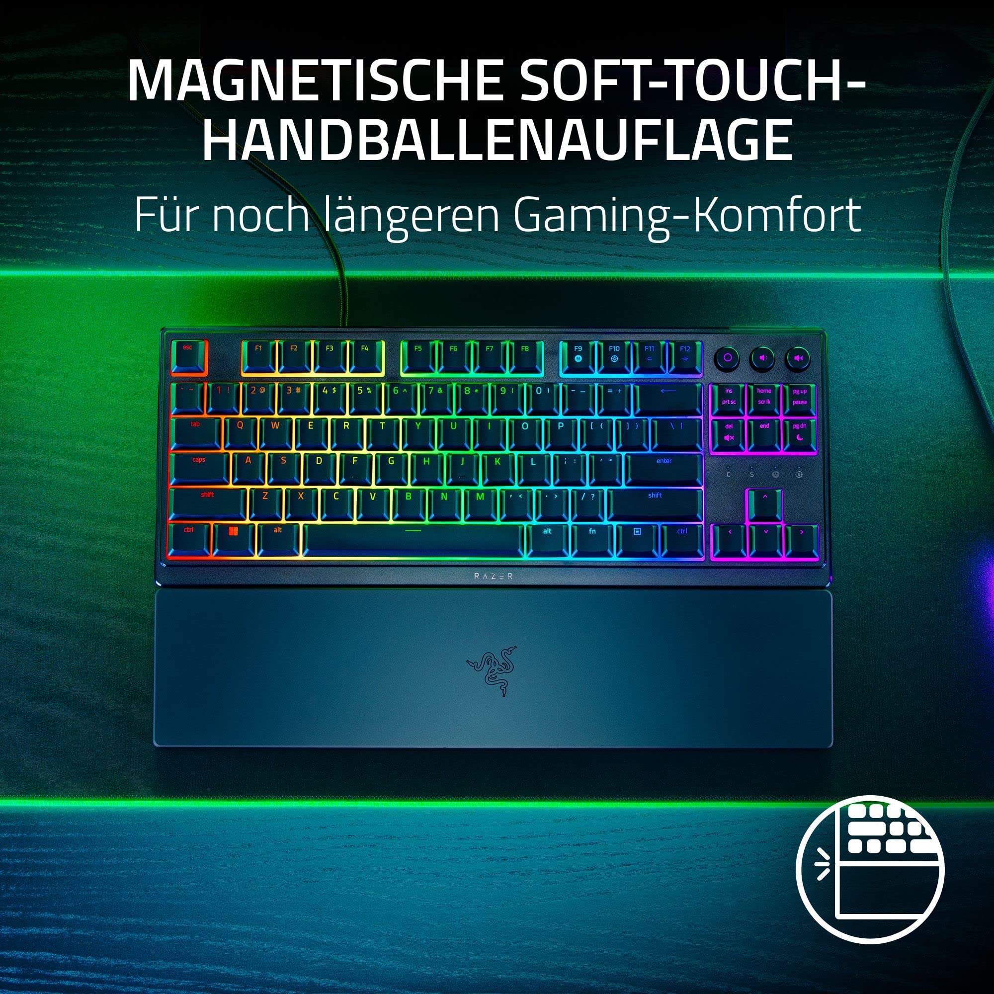 Razer Ornata V3 X - Flache Mecha-Membran-Gaming Tastatur (Lautlose Membran-Switches, Ergonomische Handballenauflage, Tastenkappen Anti-UV-Beschichtun) QWERTZ DE-Layout | Schwarz