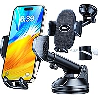 [2024 Upgraded] Universal Car Phone Holder Mount【 360° Rotatable &Strong Suction】 Cell Phone Holder for Car Dashboard Windshield Phone Holder Dash Stand for iPhone 15 14 13 Samsung Truck, Black