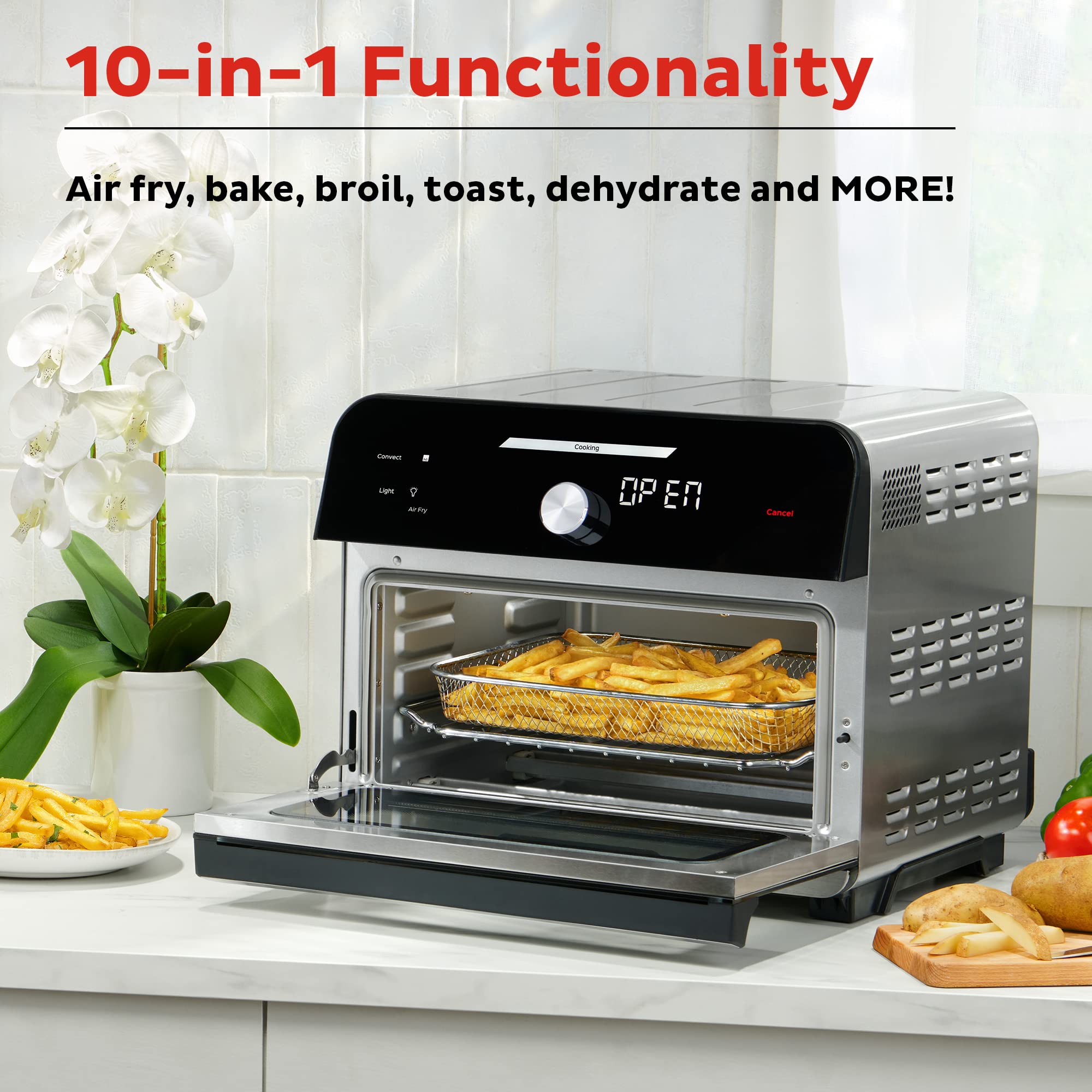 Instant Omni Plus 19 QT/18L Air Fryer Toaster Oven Combo, From the Makers of Instant Pot, 10-in-1 Functions, Fits a 12