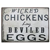 4x3 Inspirational Wooden Rustic Country Signs for Country Farm Living -Wicked Chickens Lay Deviled Eggs