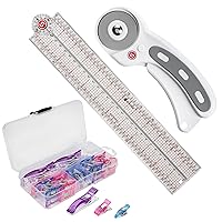 SINGER Sewing & Quilting Notions Kit with 24-Count Fabric Clips, 24-Inch Folding Ruler, and 45mm Rotary Cutter - Quilting Supplies for Patternmaking, Quilting, Fabric Work
