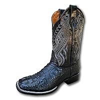 Men's Exotic Pattern Western Cowboy Slip-On Square Toe Boots in Leather-Alex Series Snake, Caiman & Ostrich Styling bota de vaquero para hombre