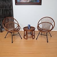 Children Rattan Chairs and Table Set of 3