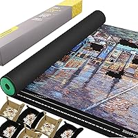 Jigsaw Puzzle Mat Roll Up Rubber No Creases 3000 to 2000 1500 1000 500 Pieces, 49” x 36” Black Large Jigsaw Puzzel Pad Matte Roll-Up Board Table Sorting Trays Saver Holder Accessories Gifts