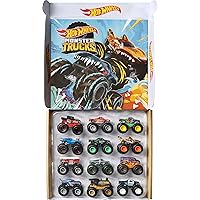Hot Wheels Monster Trucks Set of 12 1:64 Scale Die-Cast Toy Trucks, Collectible Vehicles (Styles May Vary) (Amazon Exclusive)