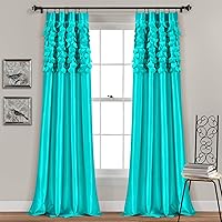 Lush Decor Circle Dream Window Curtains Panel Set for Living, Dining Room, Bedroom (Pair), 54