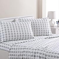 Printed 4-Piece Extra Soft Bedding Sheets & Pillowcase Set, Deep Pocket up to 16 inch Mattress Claire Full