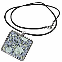 3dRose Image of William Morris Style Gray And Yellow Floral... - Necklace With Pendant (ncl-371732)