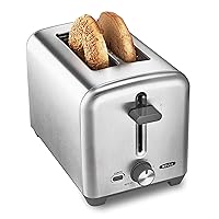 Stainless Steel 2 Slice Toaster with Extra Wide Slots & Removable Crumb Tray - 6 Browning Options, Auto Shut Off & Reheat Function - Toast Bread, Bagel & Waffle