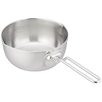 Endoshoji AYK52016 Professional Snow Flat Pot, 6.3 inches (16 cm), Single Pattern, Graduated, Triple Layer Steel, Stainless Steel, Made in Japan