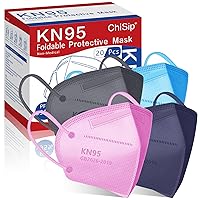 ChiSip KN95 Face Mask 20Pcs, 5 Layer Design Cup Dust Safety Masks, Breathable Protection Masks Against PM2.5 Dust Bulk for Adult, Men, Women, Indoor, Outdoor Use, Colorful
