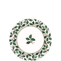 amscan Small Seasonal Holly Value Plates, 40 Ct. | Christmas Tableware, 6 3/4