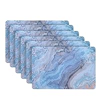 Dainty Home Marble Place Mats, Washable Placemats in Navy, 12
