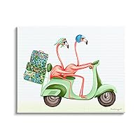 Stupell Industries Flamingo Couple Riding Motor Scooter Packed Luggage, Design by Amelie Legault