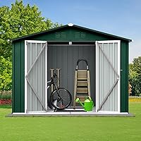 8' x 6' Outdoor Storage Shed, Steel Utility Tool Shed Storage House with Lock Door & Vents, Metal Sheds Outdoor Storage for Trash Can, Bike, Backyard Garden Patio