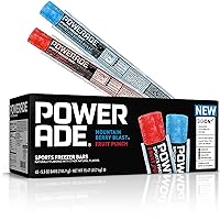 POWERADE Sports Freezer Bars, Giant Sized 5.5 oz Refreshing Ice Pops with Electrolytes B Vitamins – Naturally Flavored with other Natural Flavors, Mountain Berry Blast and Fruit Punch, 45 Total