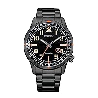 Men's Sport Casual Avion 3-Hand Date Eco-Drive Watch, Arabic Markers, Luminous Hands, Spherical Mineral Crystal, 100 Meters Water Resistant, Field Watch