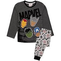 Marvel Avengers Boys Pyjama Set | Kids Grey Superhero Loungewear T-Shirt & Pants Complete PJ Bundle | Nightwear Pajama Gift