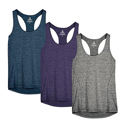 icyzone Women's Racerback Workout Athletic Running Tank Tops (Pack of 3)