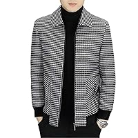 Autumn Winter Woolen Jacket For Men Plaid Lapel Casual Business Wool Blends Coats Streetwear Overcoat