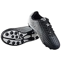 Vizari Stealth FG Soccer Shoes | Firm Ground Outdoor Soccer Shoes for Boys and Girls | Lightweight and Easy to wear Youth Outdoor Soccer Cleats | Black/White | Litle Kid