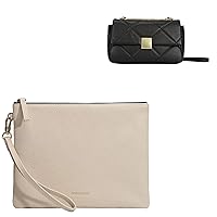 DORIS&JACKY Soft Lambskin Leather Wristlet Clutch Bag+Small Leather Quilted crossbody handbags For Women