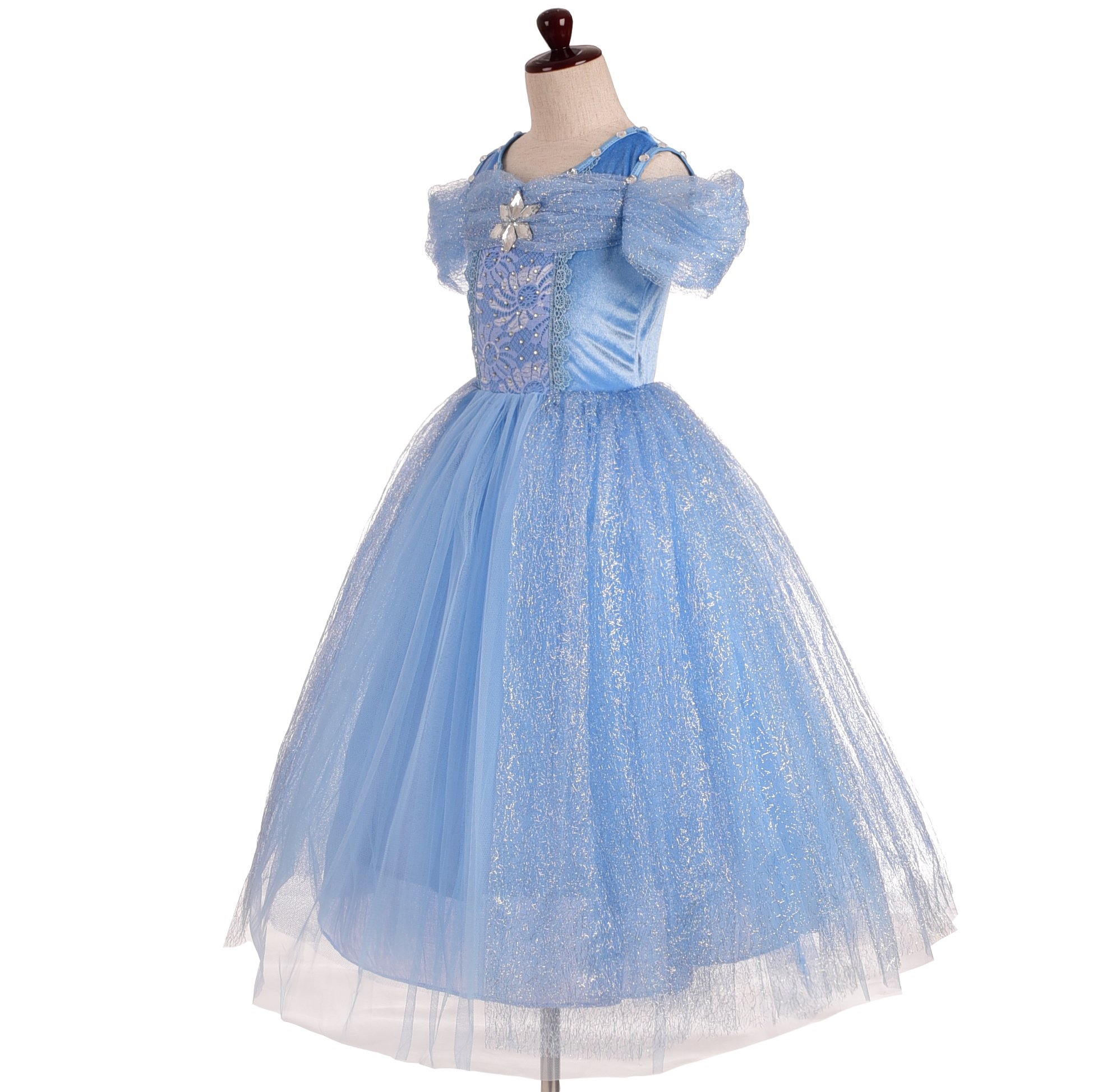 Dressy Daisy Girls' Princess Dress Costume Christmas Halloween Fancy Dresses Up Butterfly Size 5-6 Blue