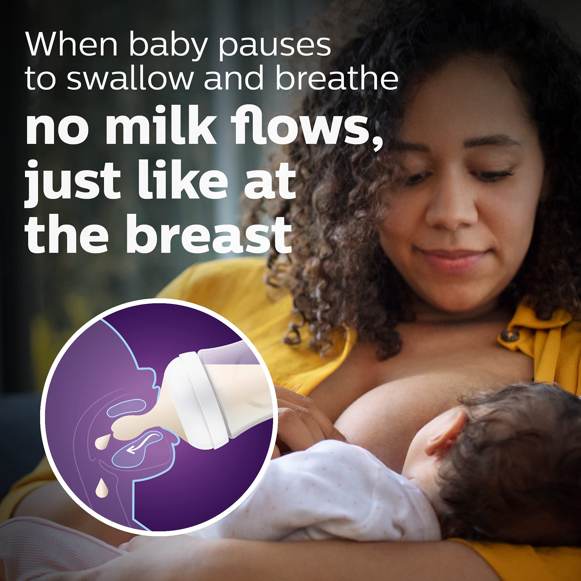 Philips AVENT Natural Baby Bottle with Natural Response Nipple, Purple, 9oz, 4pk, SCY903/34