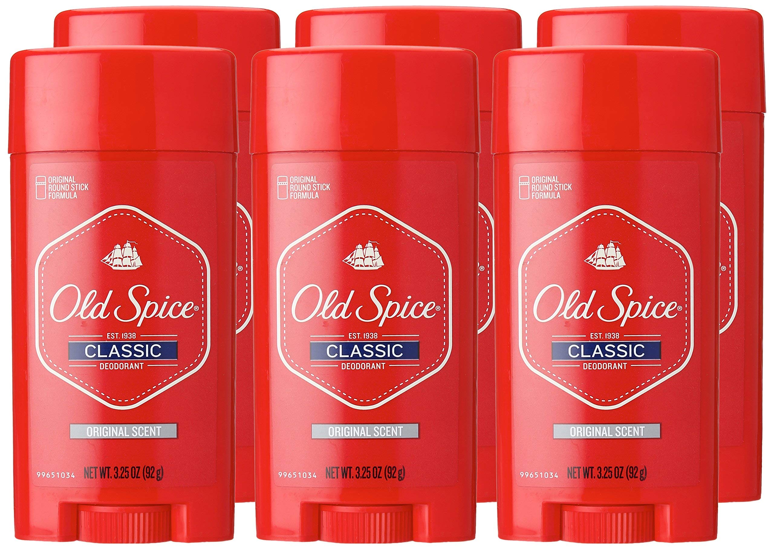 Old Spice Classic Deodorant Stick Original 3.25 Oz (Pack of 6)